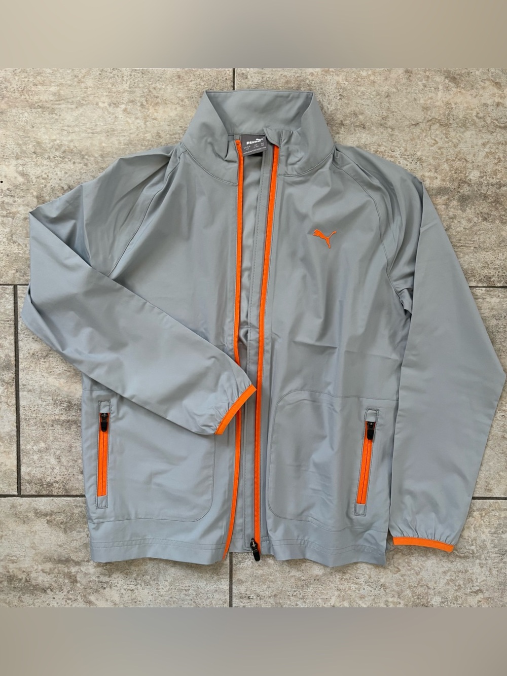 Puma Gray Jacket with Orange Trim and Logo